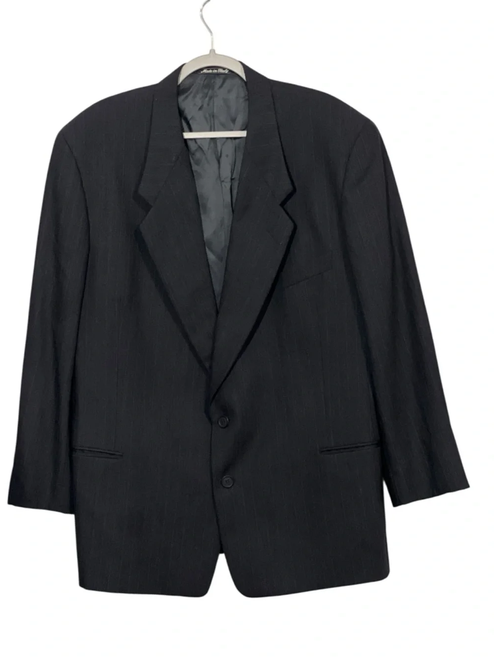 Vtg Giorgio Armani Le Collezioni gray Pinstripe Blazer suit jacket 46R 90s wool - Picture 2 of 7